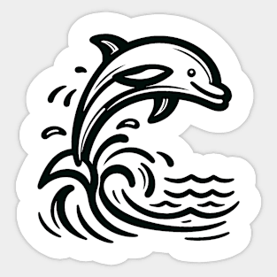 Stick Figure of a Dolphin in Black Ink Sticker